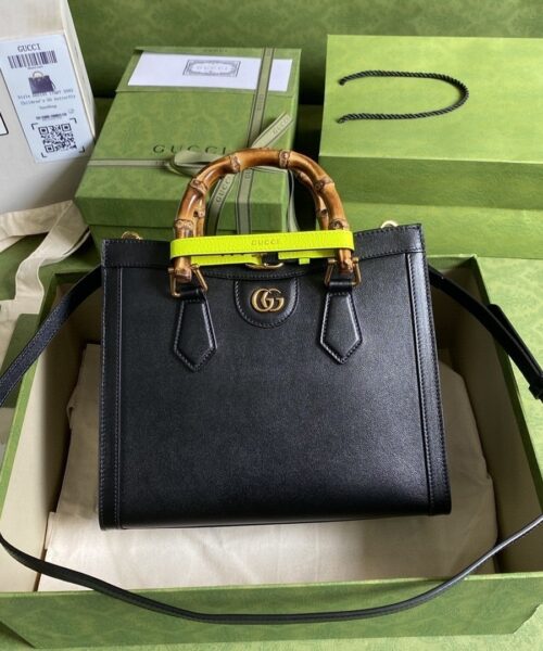 1:1 Replica Gucci Diana Small Tote Bag Black For Women 11in/27cm GG 702721 U3ZDT 1260