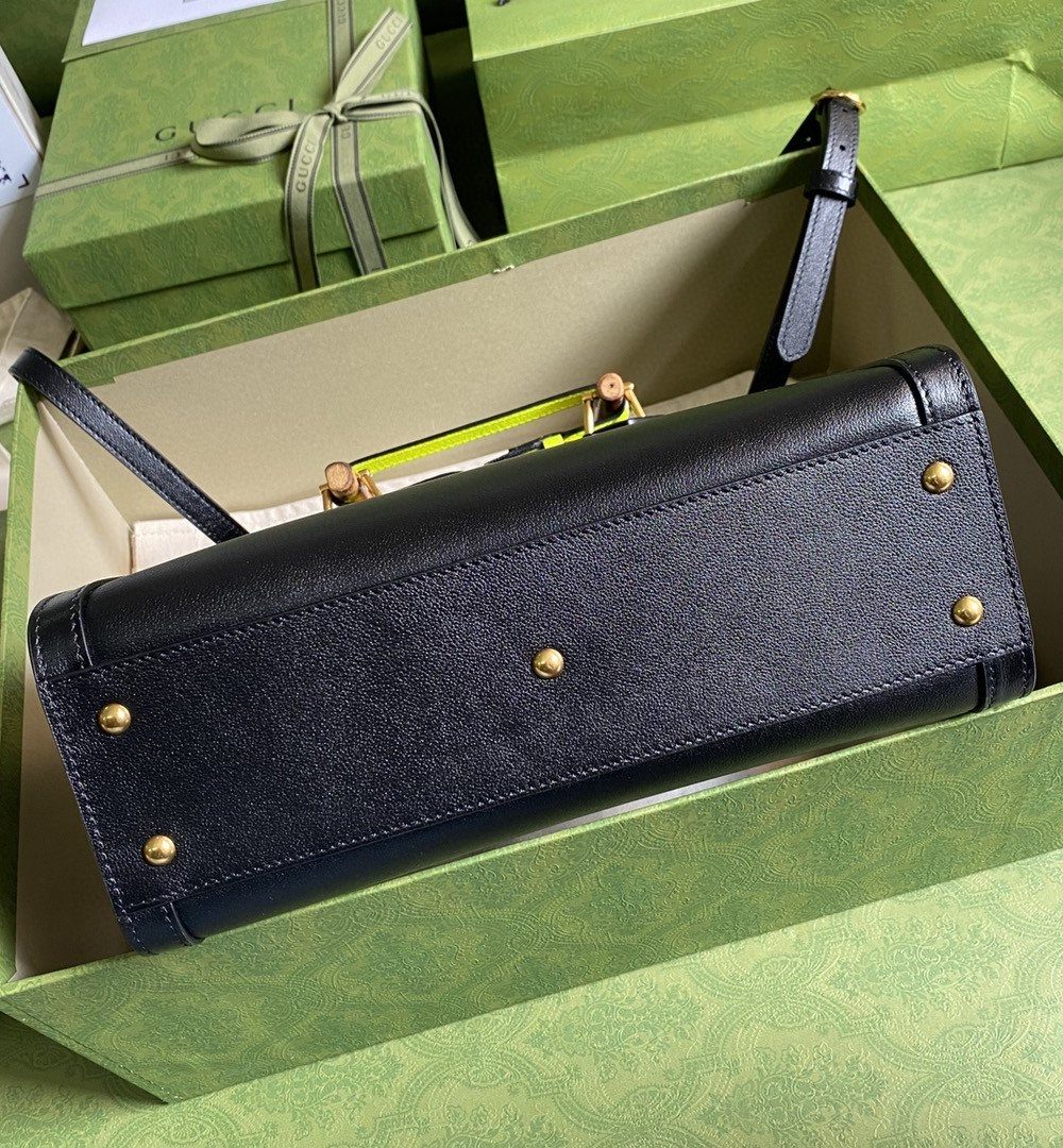 1:1 Replica Gucci Diana Small Tote Bag Black For Women 11in/27cm GG 702721 U3ZDT 1260