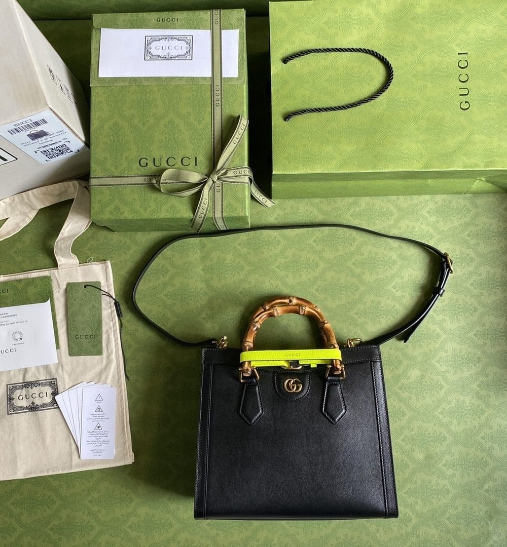 1:1 Replica Gucci Diana Small Tote Bag Black For Women 11in/27cm GG 702721 U3ZDT 1260