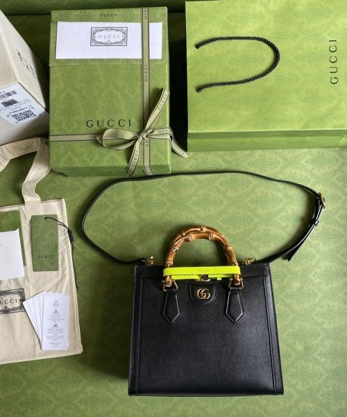 1:1 Replica Gucci Diana Small Tote Bag Black For Women 11in/27cm GG 702721 U3ZDT 1260