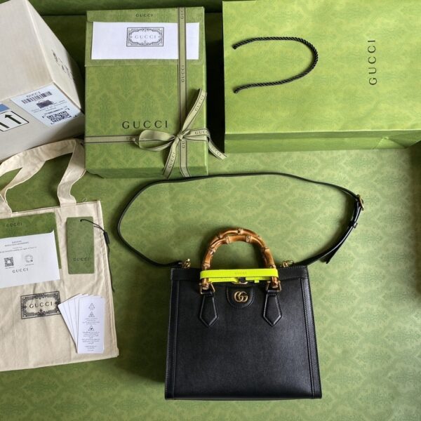 1:1 Replica Gucci Diana Small Tote Bag Black For Women 11in/27cm GG 702721 U3ZDT 1260