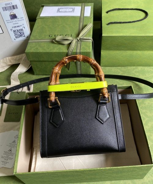 1:1 Replica Gucci Diana Small Tote Bag Black For Women 8in/20cm GG ‎702732 U3ZDT 1260