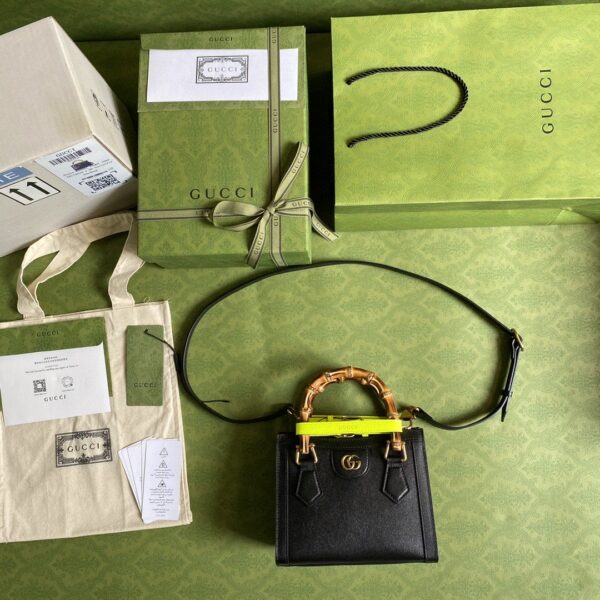 1:1 Replica Gucci Diana Small Tote Bag Black For Women 8in/20cm GG ‎702732 U3ZDT 1260