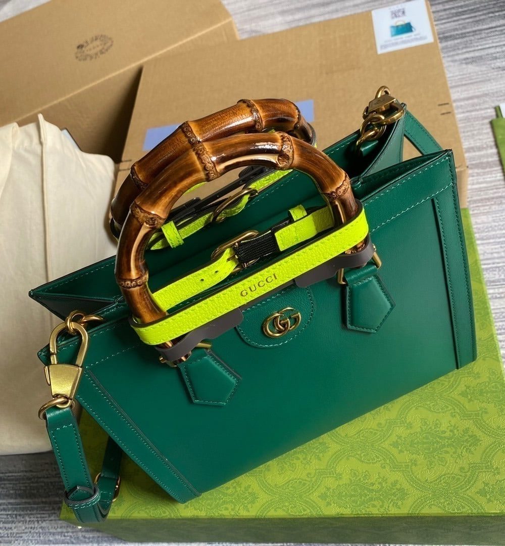 1:1 Replica Gucci Diana Small Tote Bag Green For Women, Women's Bags 11in/27cm GG ‎