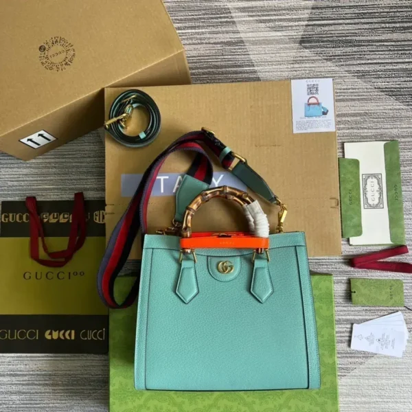 1:1 Replica Gucci Diana Small Tote Bag Light Blue For Women, Women's Bags 11in/27cm GG