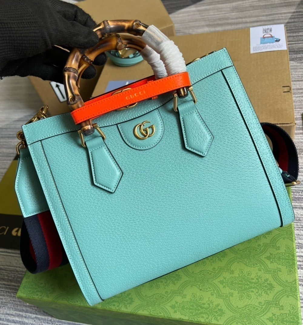 1:1 Replica Gucci Diana Small Tote Bag Light Blue For Women, Women's Bags 11in/27cm GG