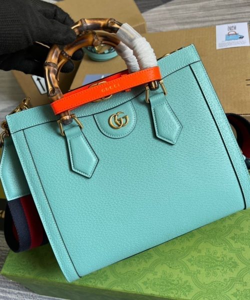 1:1 Replica Gucci Diana Small Tote Bag Light Blue For Women, Women's Bags 11in/27cm GG