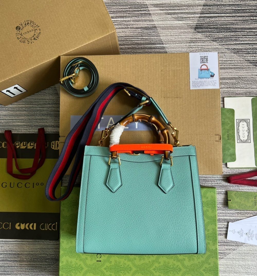 1:1 Replica Gucci Diana Small Tote Bag Light Blue For Women, Women's Bags 11in/27cm GG