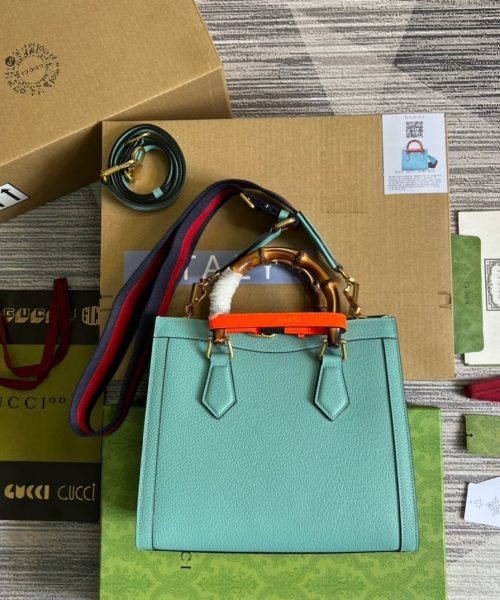 1:1 Replica Gucci Diana Small Tote Bag Light Blue For Women, Women's Bags 11in/27cm GG