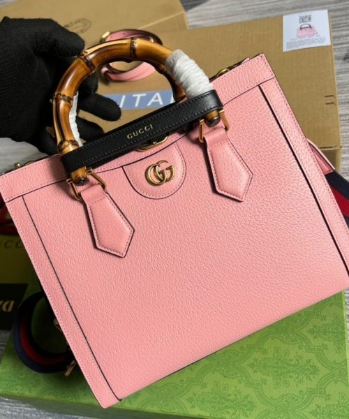 1:1 Replica Gucci Diana Small Tote Bag Pink For Women, Women's Bags 11in/27cm GG