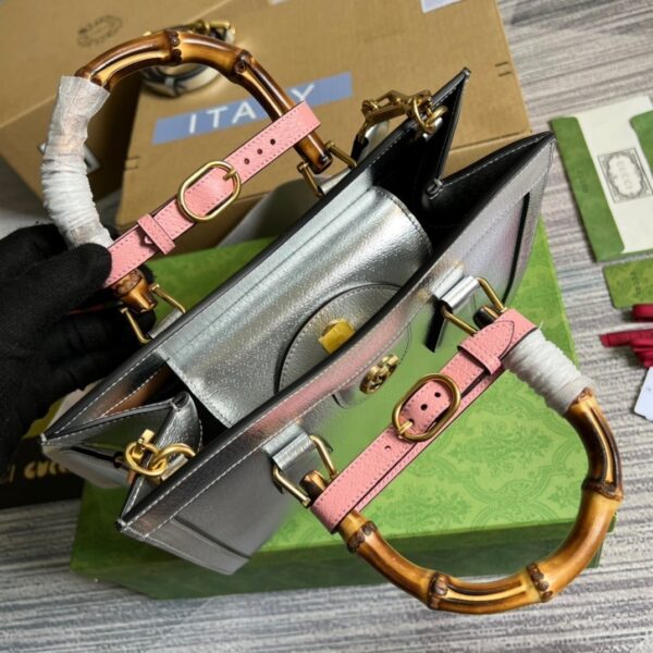 1:1 Replica Gucci Diana Small Tote Bag Silver For Women, Women's Bags 11in/27cm GG