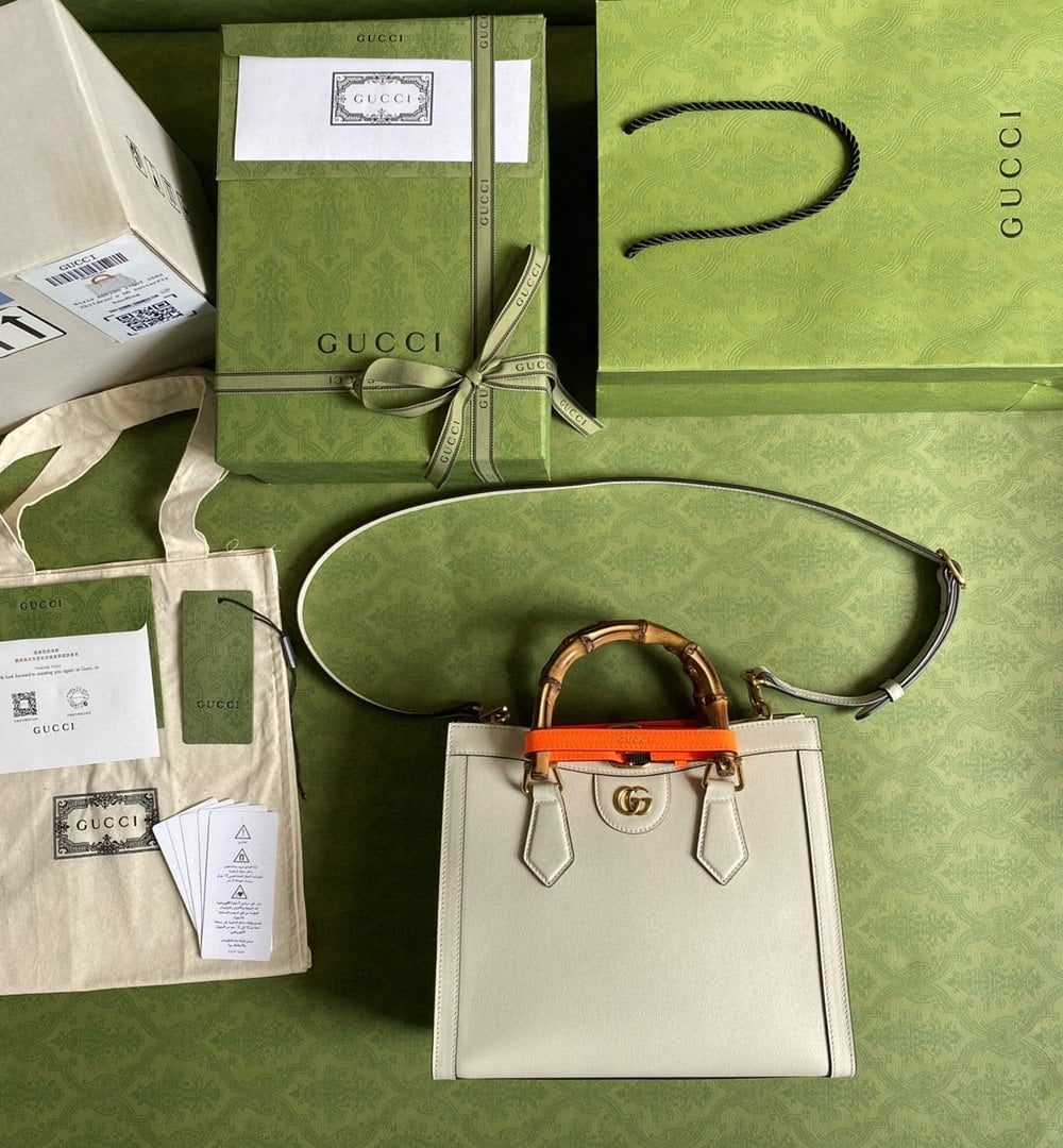 1:1 Replica Gucci Diana Small Tote Bag White For Women 11in/27cm GG 702721 U3ZDT 9196