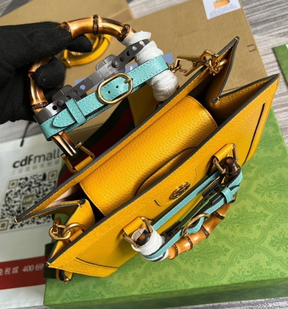 1:1 Replica Gucci Diana Small Tote Bag Yellow For Women, Women's Bags 11in/27cm GG ‎