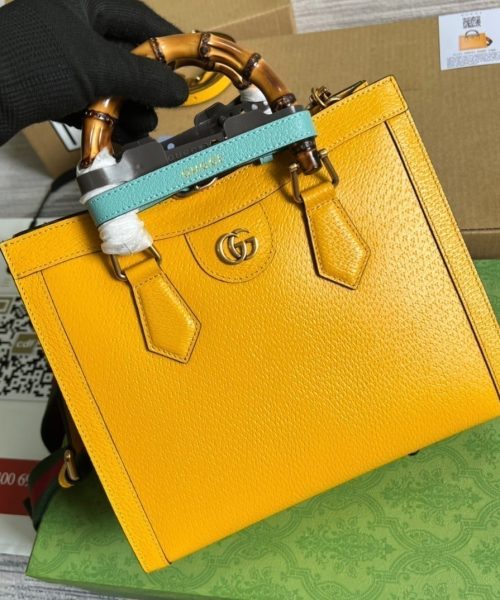 1:1 Replica Gucci Diana Small Tote Bag Yellow For Women, Women's Bags 11in/27cm GG ‎