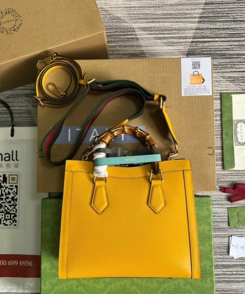 1:1 Replica Gucci Diana Small Tote Bag Yellow For Women, Women's Bags 11in/27cm GG ‎