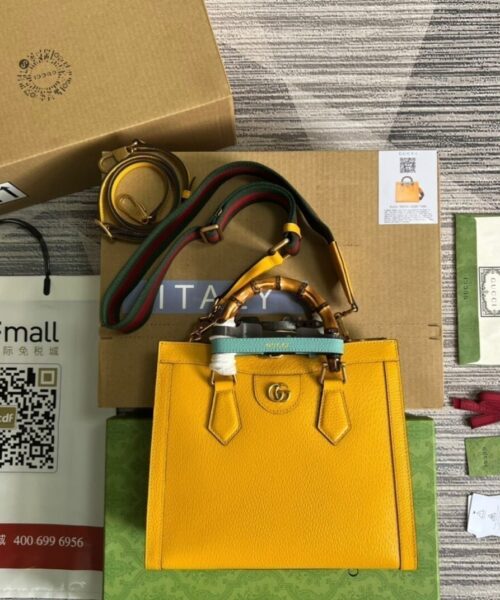 1:1 Replica Gucci Diana Small Tote Bag Yellow For Women, Women's Bags 11in/27cm GG ‎