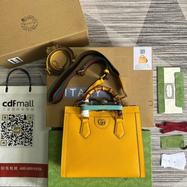 1:1 Replica Gucci Diana Small Tote Bag Yellow For Women, Women's Bags 11in/27cm GG ‎