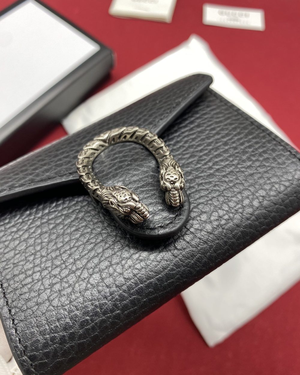 1:1 Replica Gucci Dionysus Black Chain Super Mini Bags For Women 11cm/4.3 GC