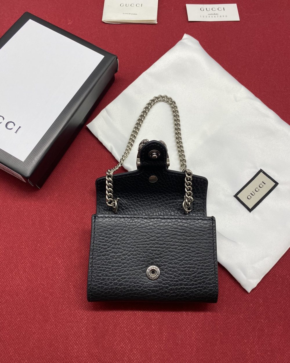 1:1 Replica Gucci Dionysus Black Chain Super Mini Bags For Women 11cm/4.3 GC