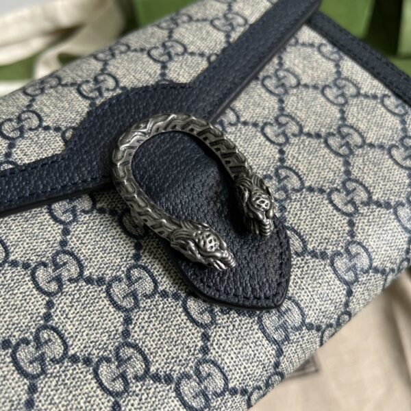 1:1 Replica Gucci Dionysus GG Chain Wallet Beige And Blue Supreme Canvas For Women 8in/20cm 401231 K9GSN 4075