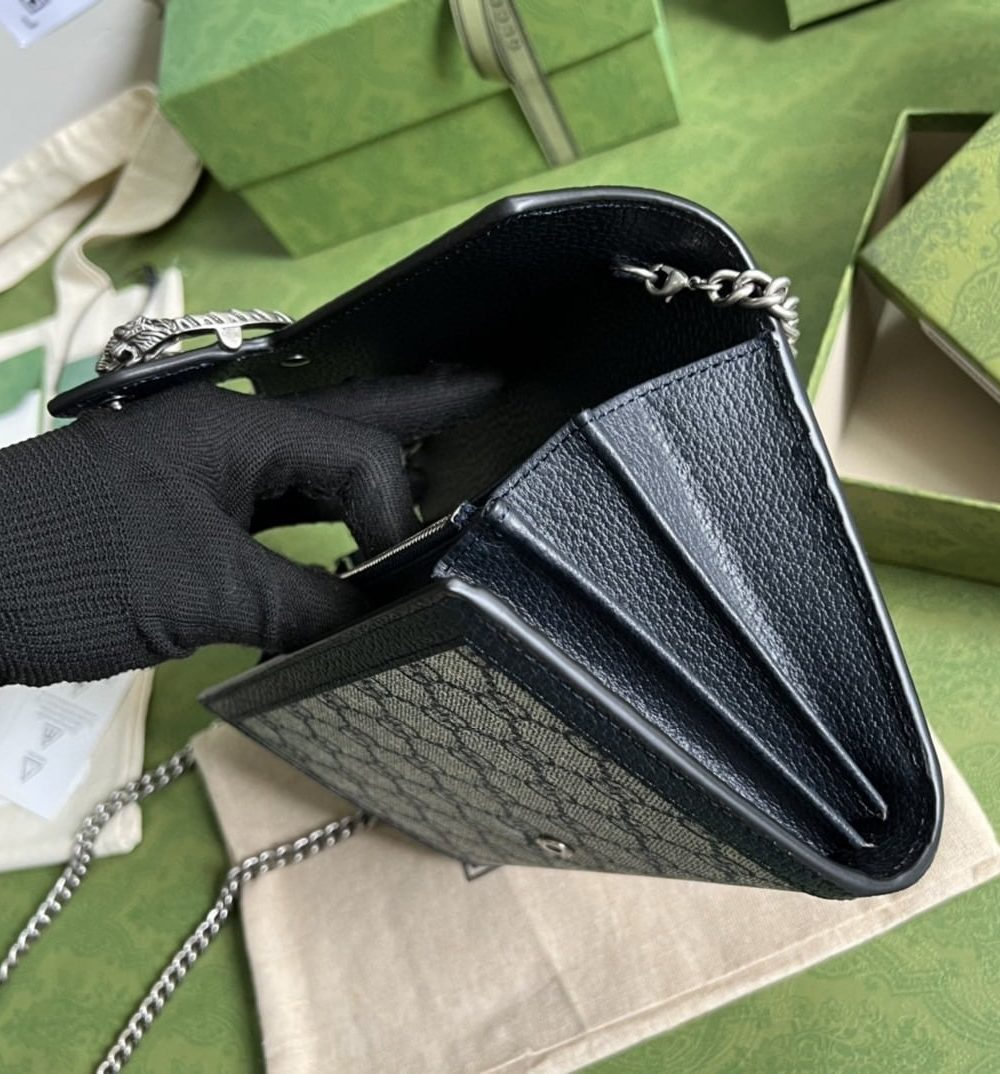 1:1 Replica Gucci Dionysus GG Chain Wallet Beige And Blue Supreme Canvas For Women 8in/20cm 401231 K9GSN 4075