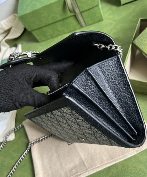 1:1 Replica Gucci Dionysus GG Chain Wallet Beige And Blue Supreme Canvas For Women 8in/20cm 401231 K9GSN 4075
