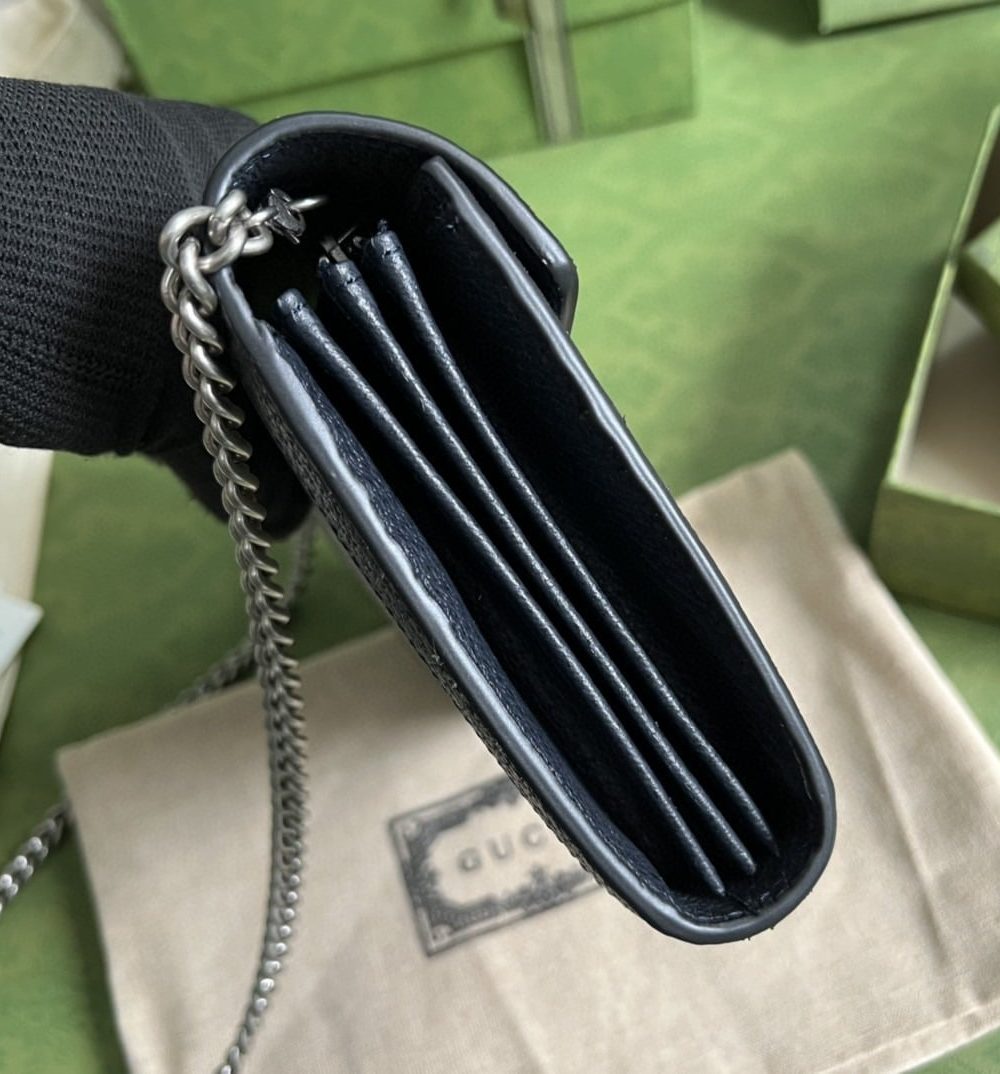 1:1 Replica Gucci Dionysus GG Chain Wallet Beige And Blue Supreme Canvas For Women 8in/20cm 401231 K9GSN 4075