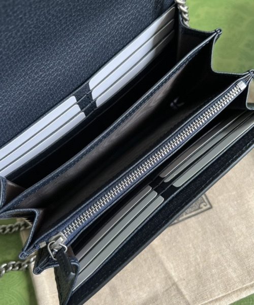 1:1 Replica Gucci Dionysus GG Chain Wallet Beige And Blue Supreme Canvas For Women 8in/20cm 401231 K9GSN 4075
