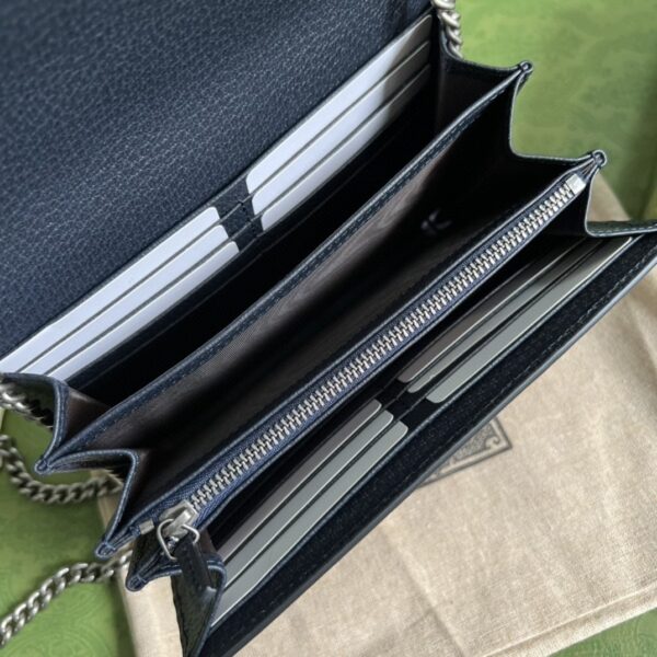 1:1 Replica Gucci Dionysus GG Chain Wallet Beige And Blue Supreme Canvas For Women 8in/20cm 401231 K9GSN 4075