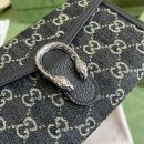 1:1 Replica Gucci Dionysus GG Mini Chain Bag Black And Ivory GG Denim Jacquard For Women 8in/20cm 401231 UN3BN 1274