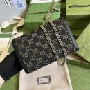 1:1 Replica Gucci Dionysus GG Mini Chain Bag Black And Ivory GG Denim Jacquard For Women 8in/20cm 401231 UN3BN 1274