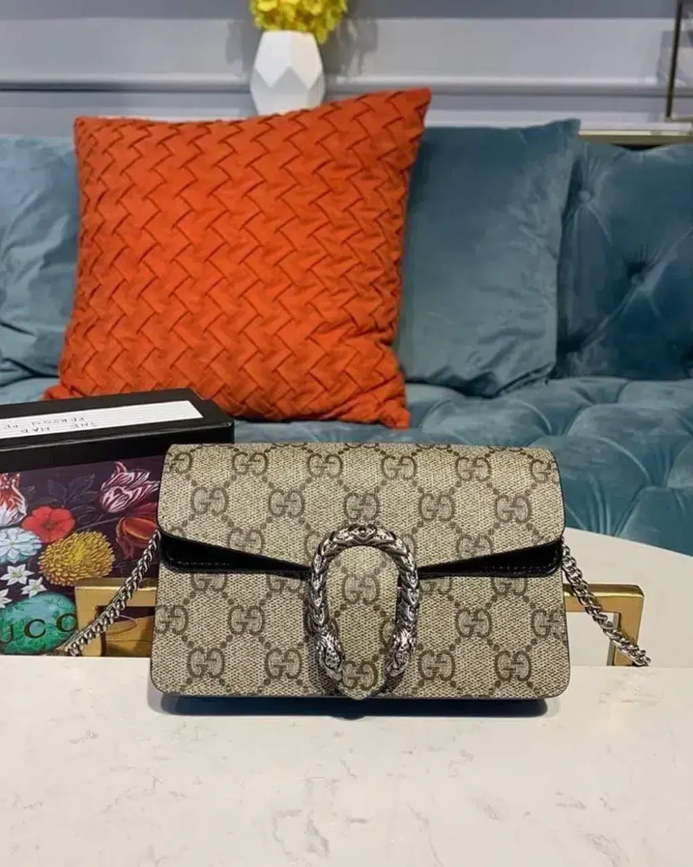 1:1 Replica Gucci Dionysus GG Supreme Super Mini Bag Canvas Beige For Women 6.5in/16.5cm GG 476432 KHNRN 8642