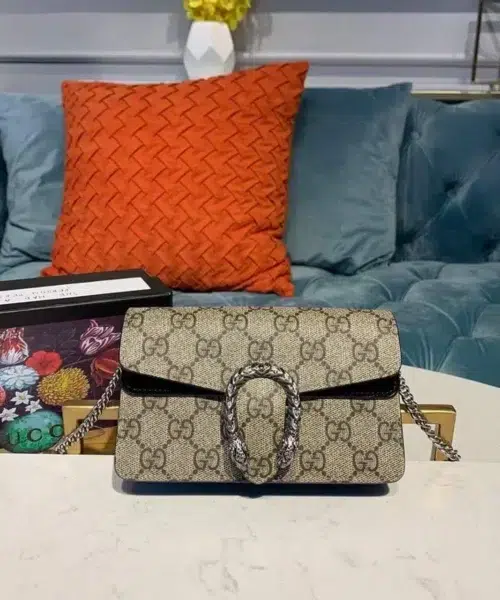 1:1 Replica Gucci Dionysus GG Supreme Super Mini Bag Canvas Beige For Women 6.5in/16.5cm GG 476432 KHNRN 8642