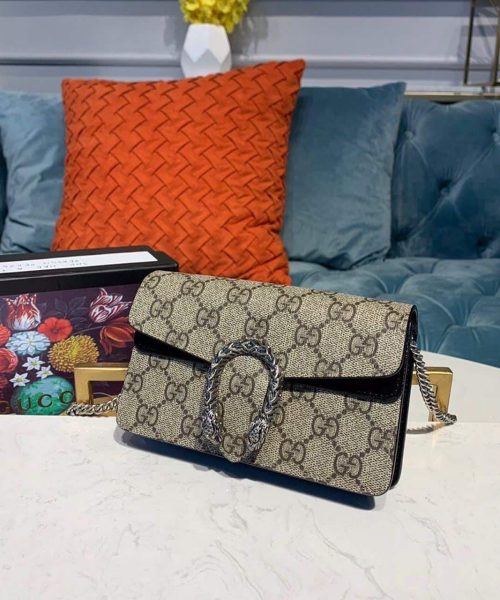 1:1 Replica Gucci Dionysus GG Supreme Super Mini Bag Canvas Beige For Women 6.5in/16.5cm GG 476432 KHNRN 8642