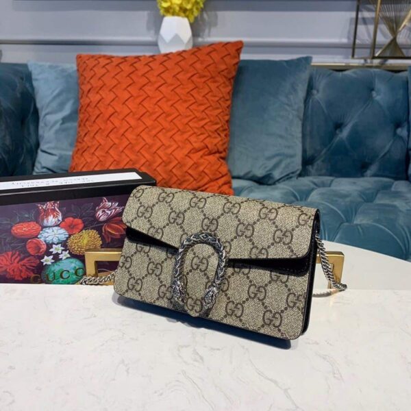 1:1 Replica Gucci Dionysus GG Supreme Super Mini Bag Canvas Beige For Women 6.5in/16.5cm GG 476432 KHNRN 8642