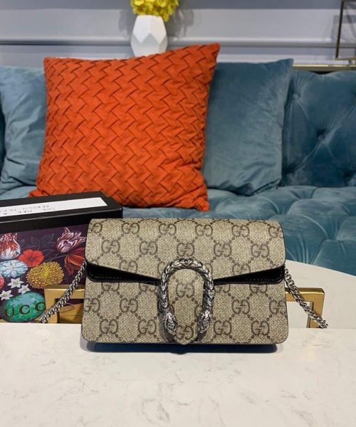 1:1 Replica Gucci Dionysus GG Supreme Super Mini Bag Canvas Beige For Women 6.5in/16.5cm GG 476432 KHNRN 8642
