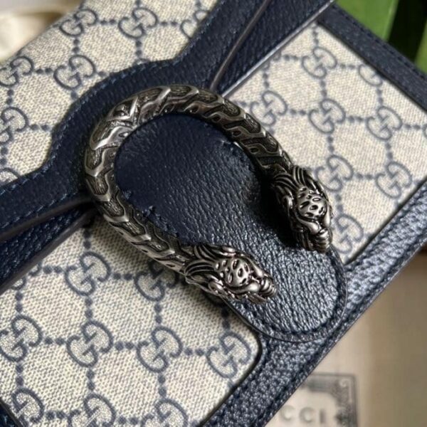 1:1 Replica Gucci Dionysus Mini Bag Beige And Blue GG Supreme Canvas For Women 7.5in/20cm