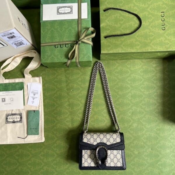 1:1 Replica Gucci Dionysus Mini Bag Beige And Blue GG Supreme Canvas For Women 7.5in/20cm