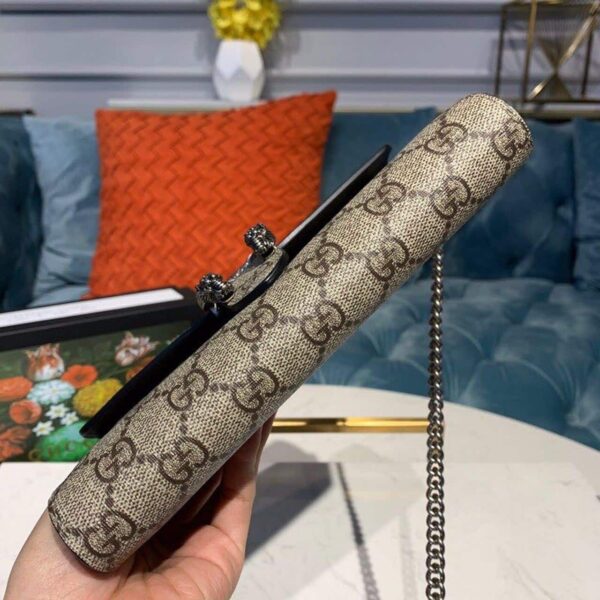 1:1 Replica Gucci Dionysus Mini Chain Bag Beige/Ebony GG Supreme Canvas For Women 8in/20cm GG 401231 KHNSN 8642