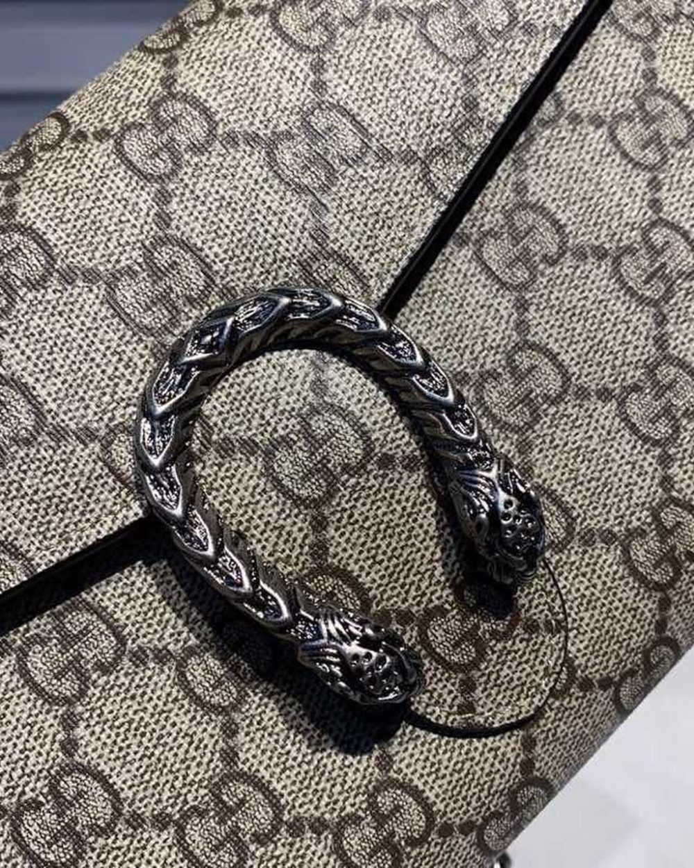 1:1 Replica Gucci Dionysus Mini Chain Bag Beige/Ebony GG Supreme Canvas For Women 8in/20cm GG 401231 KHNSN 8642