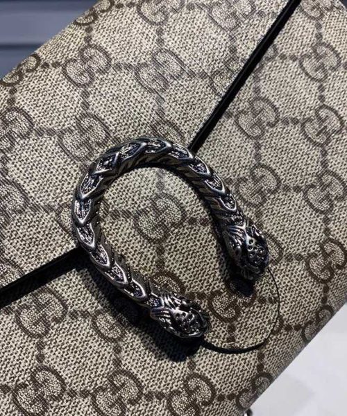 1:1 Replica Gucci Dionysus Mini Chain Bag Beige/Ebony GG Supreme Canvas For Women 8in/20cm GG 401231 KHNSN 8642