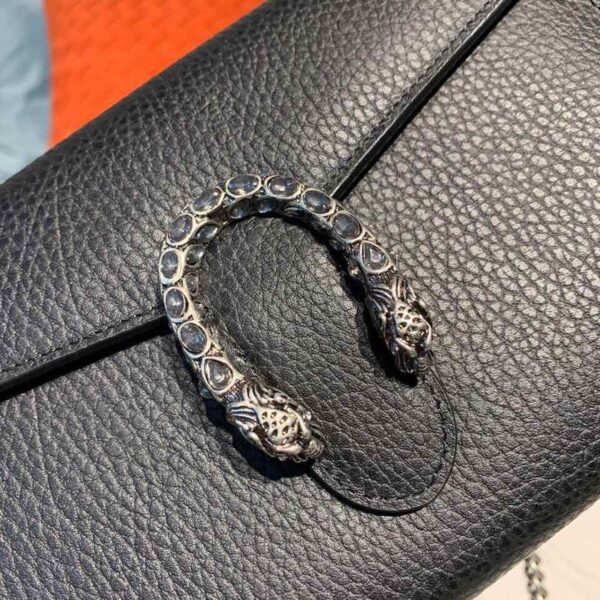 1:1 Replica Gucci Dionysus Mini Chain Bag Black Metal-Free Tanned For Women 8in/20cm GG 401231 CAOGN 8176