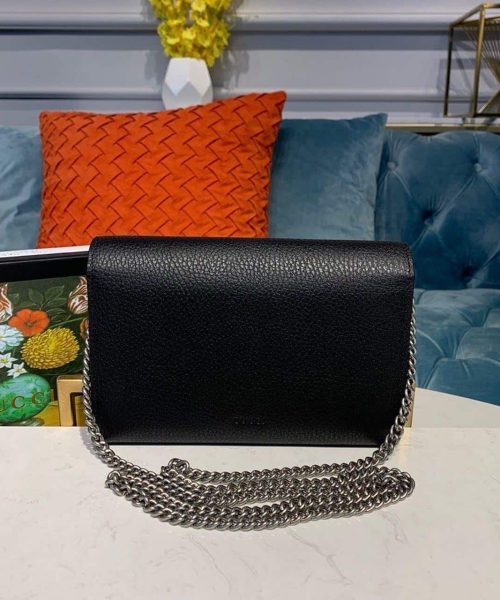 1:1 Replica Gucci Dionysus Mini Chain Bag Black Metal-Free Tanned For Women 8in/20cm GG 401231 CAOGN 8176