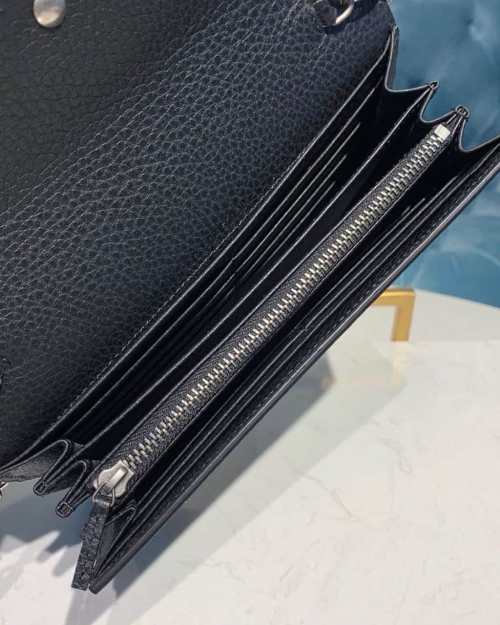 1:1 Replica Gucci Dionysus Mini Chain Bag Black Metal-Free Tanned For Women 8in/20cm GG 401231 CAOGN 8176
