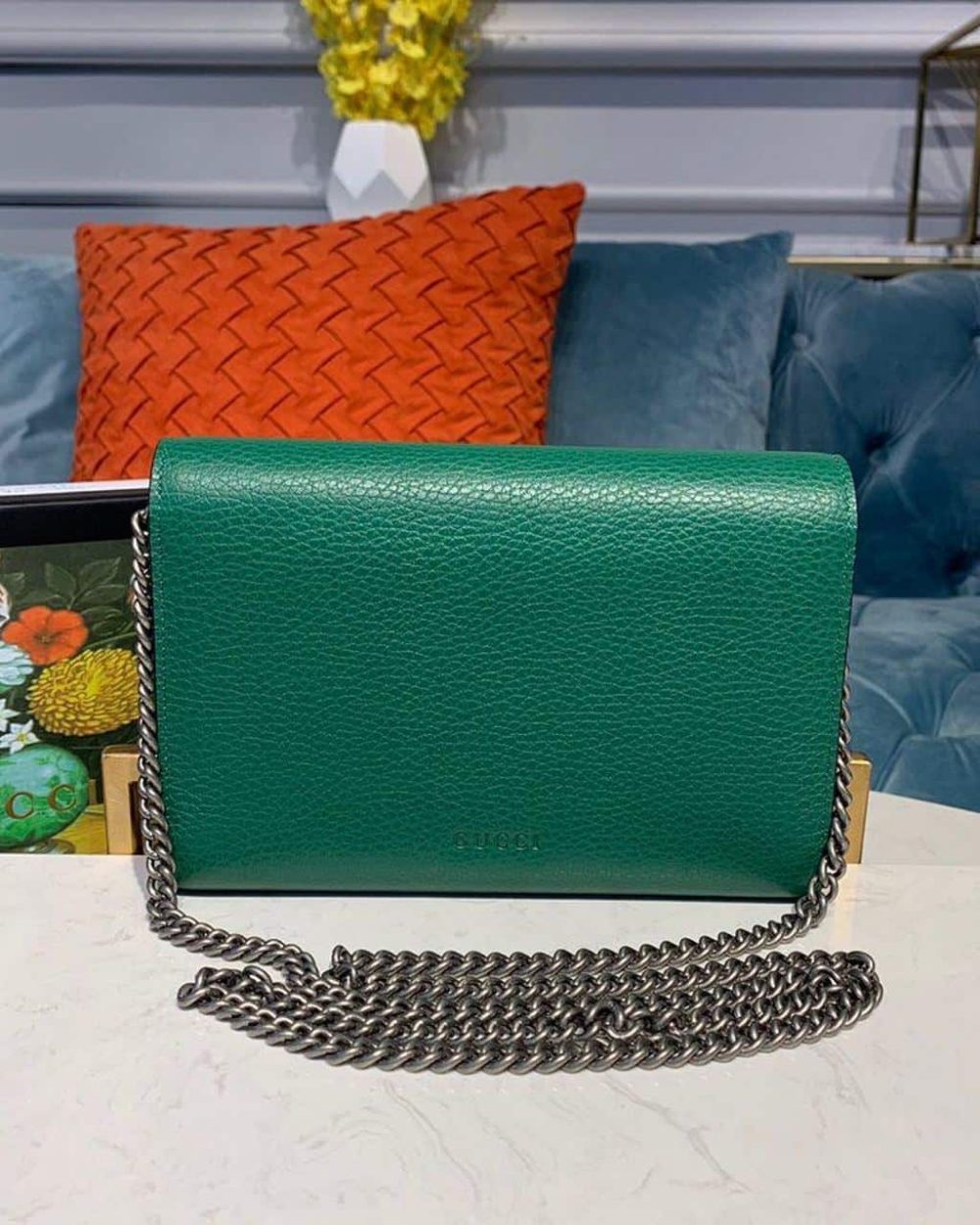 1:1 Replica Gucci Dionysus Mini Chain Bag Emerald Green Metal-Free Tanned For Women 8in/20cm GG 401231 CAOGX 3120