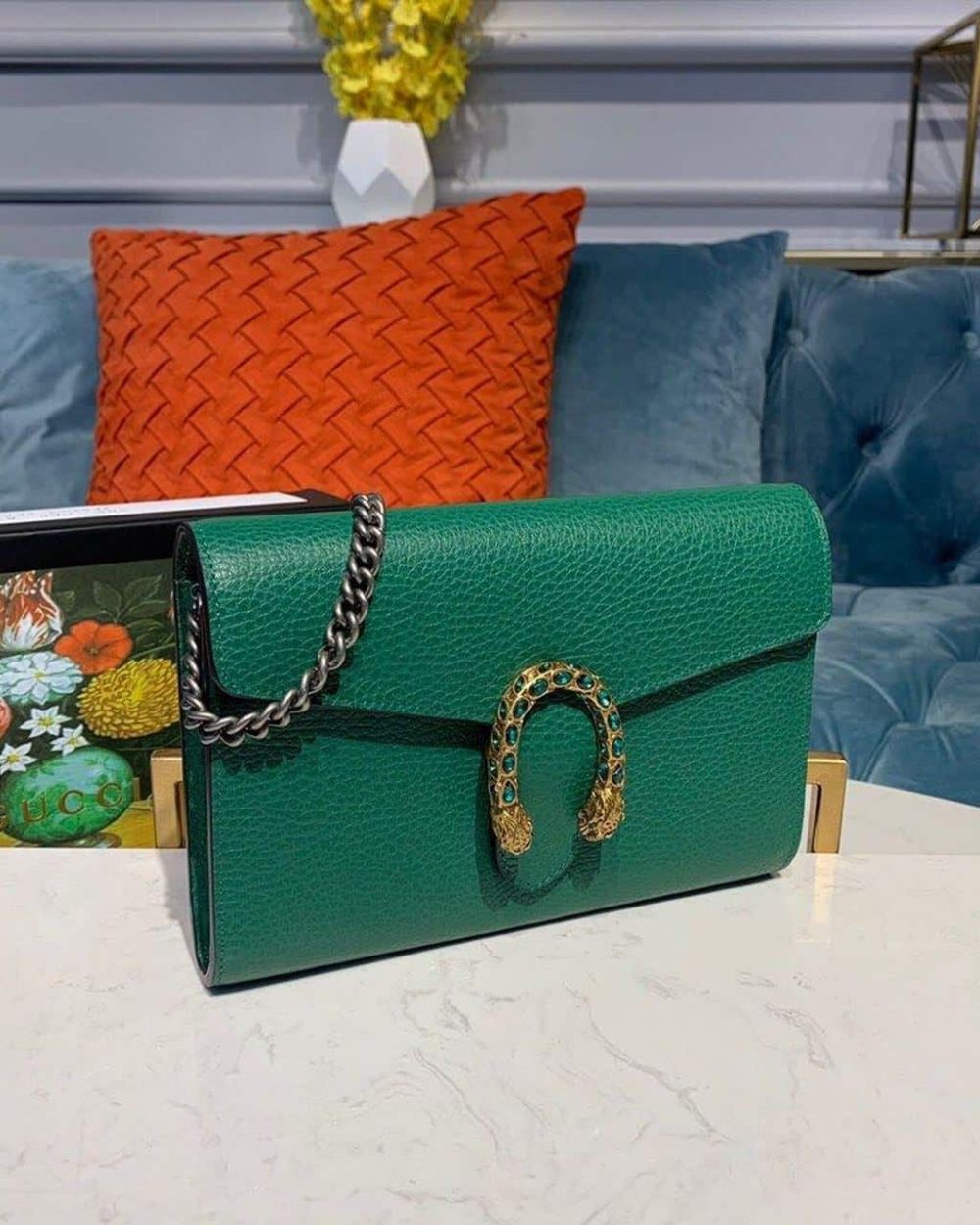1:1 Replica Gucci Dionysus Mini Chain Bag Emerald Green Metal-Free Tanned For Women 8in/20cm GG 401231 CAOGX 3120