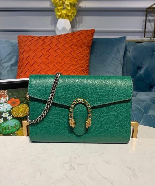 1:1 Replica Gucci Dionysus Mini Chain Bag Emerald Green Metal-Free Tanned For Women 8in/20cm GG 401231 CAOGX 3120