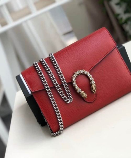 1:1 Replica Gucci Dionysus Mini Chain Bag Hibiscus Red Metal-Free Tanned For Women 8in/20cm GG 401231 CAOGX 8990