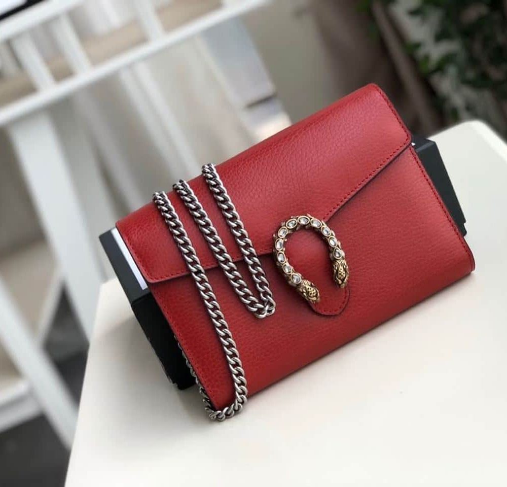 1:1 Replica Gucci Dionysus Mini Chain Bag Hibiscus Red Metal-Free Tanned For Women 8in/20cm GG 401231 CAOGX 8990