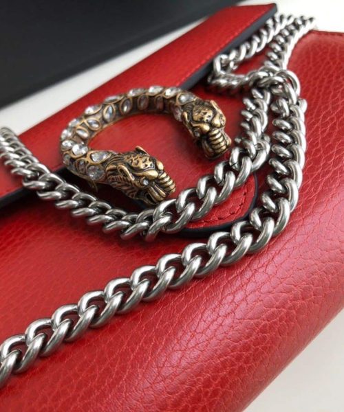 1:1 Replica Gucci Dionysus Mini Chain Bag Hibiscus Red Metal-Free Tanned For Women 8in/20cm GG 401231 CAOGX 8990